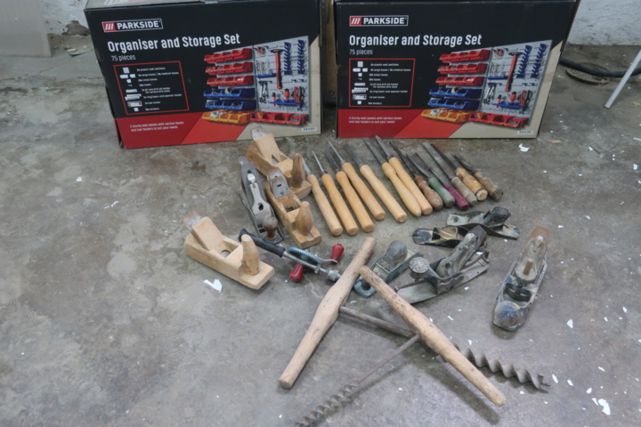 1029510-1 Various wooden tools and Parkside organization set