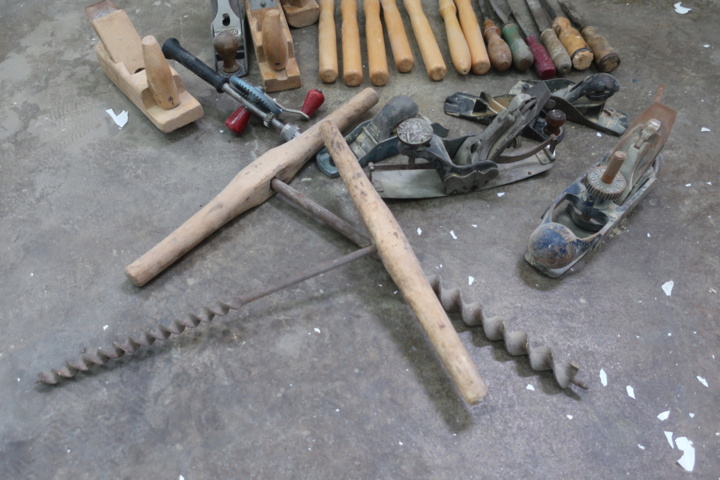 1029510-10 Various wooden tools and Parkside organization set