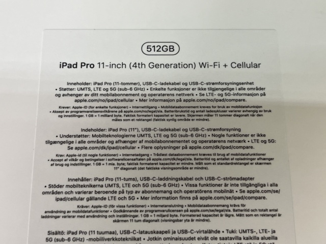 869115-6 iPad Pro 11" 512GB, 4th gen / incl. Apple Pencil, 2nd gen (new in box)