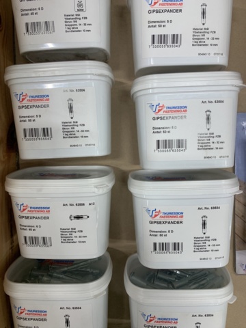 1072948-4 Gypsum expander, wing screw, lightweight concrete plug, bit & extender, Thuresson Fastening