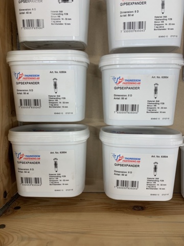 1072948-5 Gypsum expander, wing screw, lightweight concrete plug, bit & extender, Thuresson Fastening