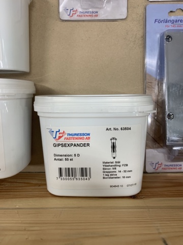 1072948-6 Gypsum expander, wing screw, lightweight concrete plug, bit & extender, Thuresson Fastening