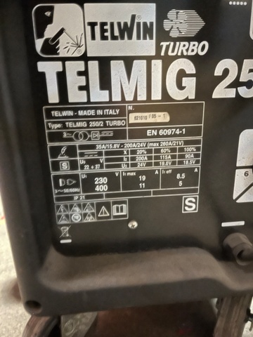 1039439-6 Welding Telwin Telmig 250/2 Turbo