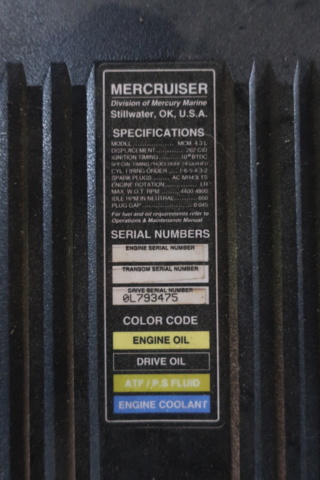 1073453-11 Boat engine, Mercruiser MCM 4.3L (repair item)