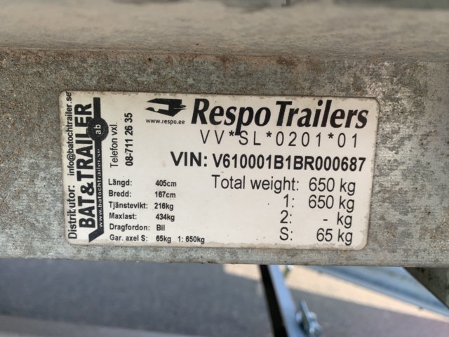 781054-4 Trailer 650kg with folding bed Respo Trailers B1B - 2011