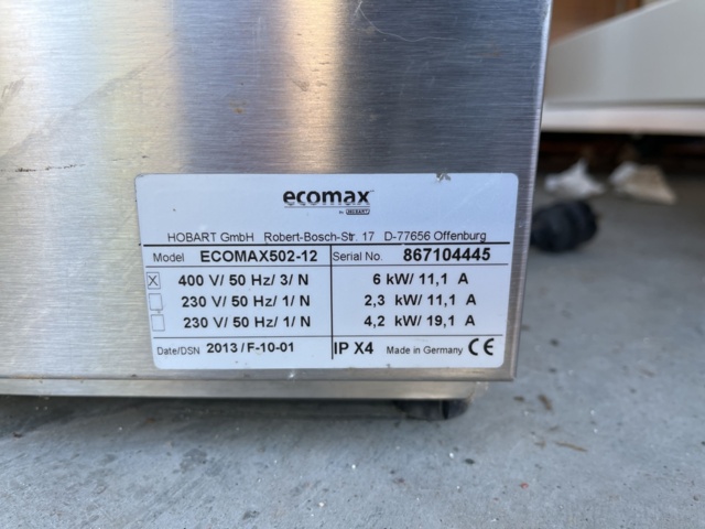 1013297-6 Dishwasher Hobart Ecomax 502-12