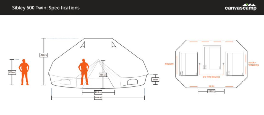 1075028-3 Canvas tent, 'Canvascamp 600 Twin Ultimate Pro'