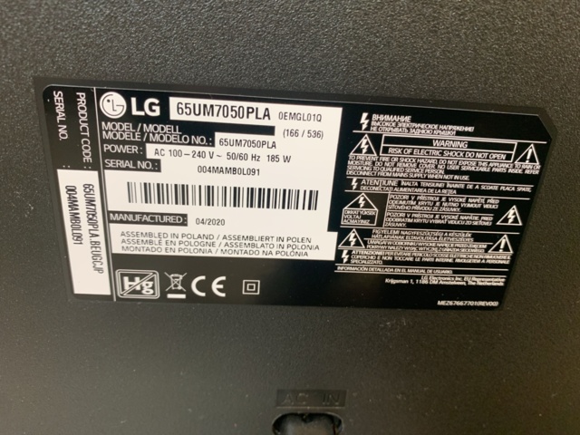 1036689-3 LG 65UM7050PLA 65"