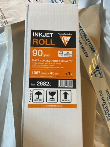 1061198-6 Printer paper on a roll and cardboard tube