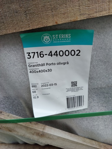 1079908-5 Granite slab Porto Olive gray 400x400x30 10.88 m2