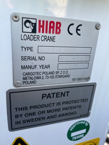 1080769-56 Iveco Daily 72-180H Chassis Cab 3.0 JTD - 2017 with Crane Hiab XS 077