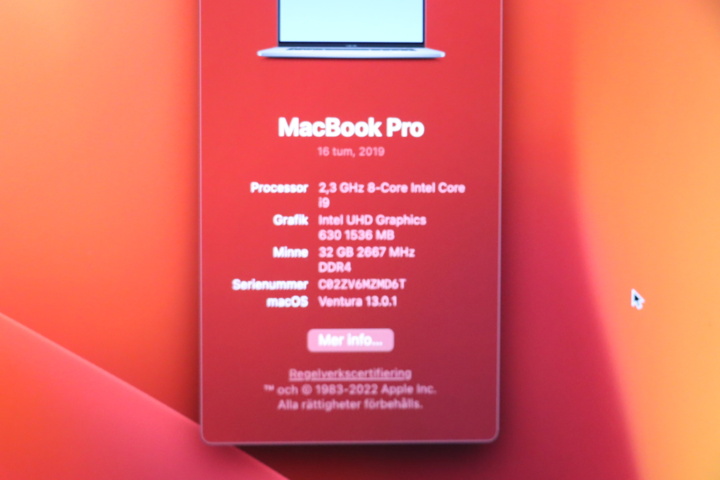 1033848-5 MacBook Pro 16”, 8core i9, 32GB ram, 1tb ssd