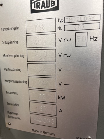 1078381-27 CNC lathe TRAUB TNC 30 TGY incl. FMB Turbo 3-36 Bar feeder