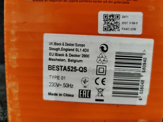 1080765-6 Grästrimmer Black & Decker BESTA525-QS 230V