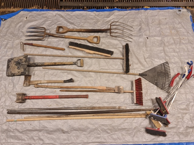 1039543-2 Various wooden farm tools