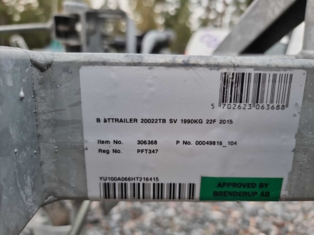 992145-9 Boat trailer Brenderup 20022tb, 2017