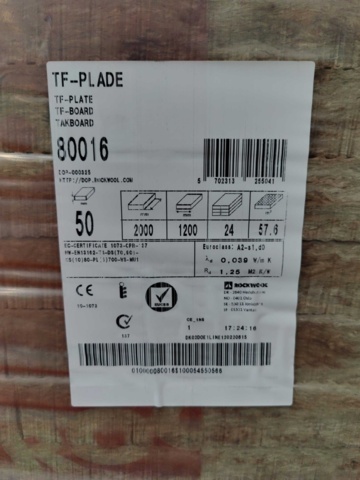1085375-2 Roofing board Rockwool TF-Plade 2000x1200x50 mm (57.6 m2)