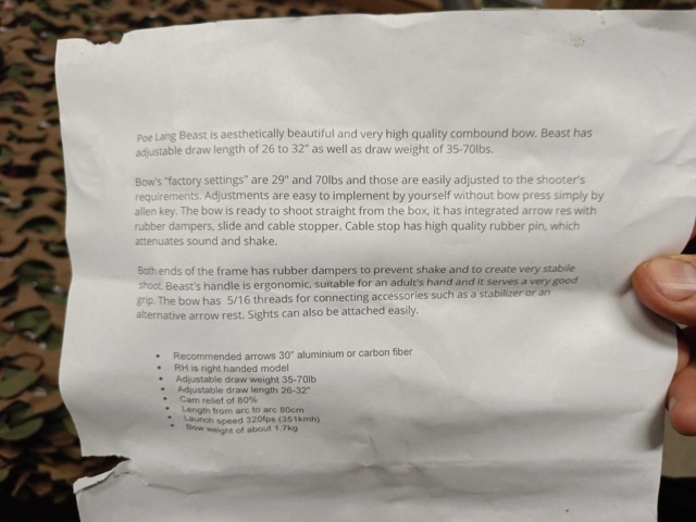 999965-7 Compound bow POE Lang beast