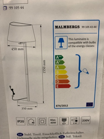 1083198-4 Golvlampa Malmbergs Basic