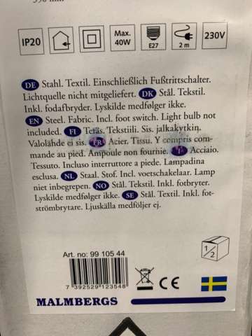 1083198-5 Golvlampa Malmbergs Basic