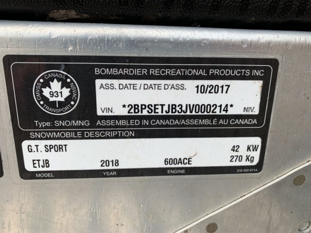 993156-15 Snowmobile Ski-Doo GT SPORT 600 ACE -2018