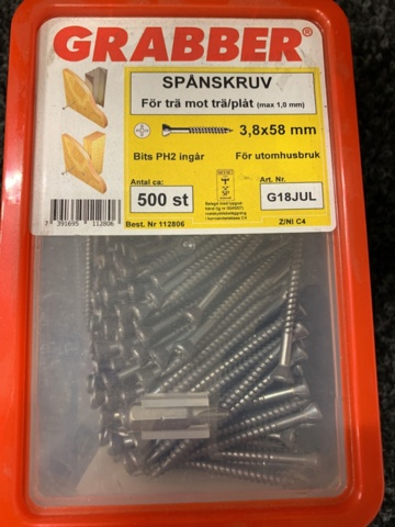 1083378-3 6 packs Panel screw & chip screw, Grabber