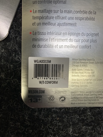 1100235-4 6 golf gloves Wilson Staff Conform Men's Right size M