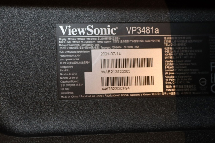1104533-5 ViewSonic VP3481a 34-inch monitor