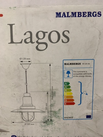 1083814-4 Taklampa Malmbergs Lagos