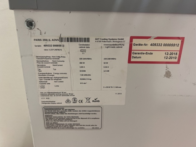 1050501-3 Freezer box AHT- PARIS 250