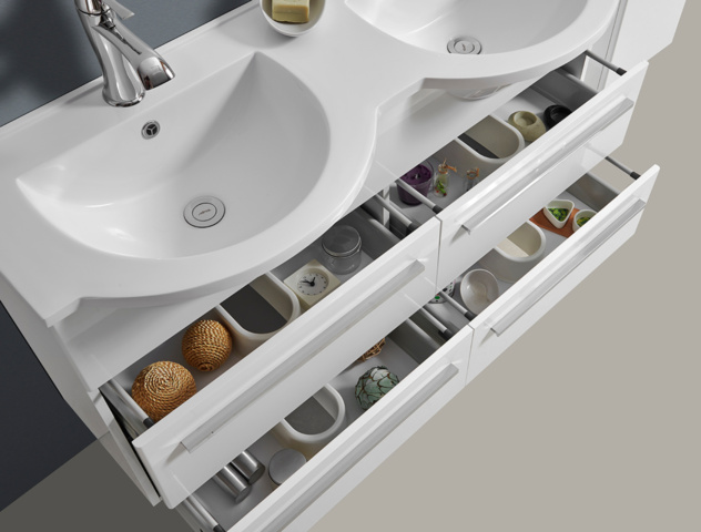 1105988-1 Eskil white 120 cm commode + Double washbasin - sw923w + sw923/sw923w/sw923b