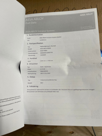 1048164-7 Fast roller door ASSA ABLOY RR300 3200x3700 mm