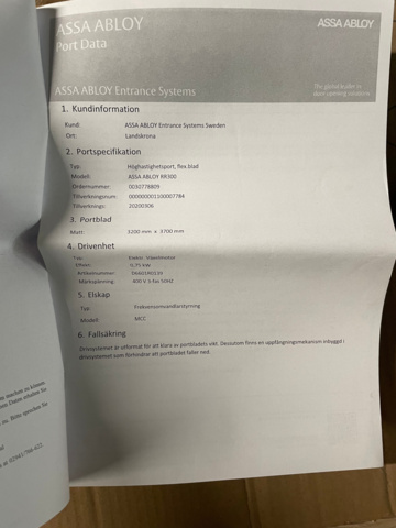 1048169-7 Fast roller door ASSA ABLOY RR300 3200x3700 mm
