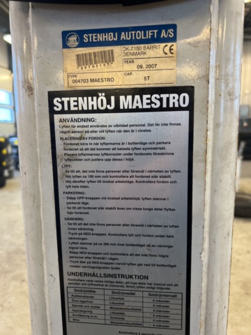 1052653-7 2-Pillar lift Stone lift Maestro 5Ton -2007