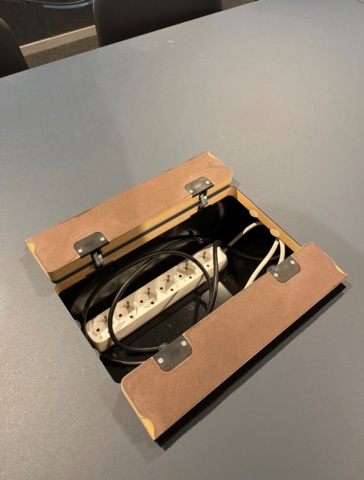 1078422-2 Large conference table & 14 chairs as well as stand for screen