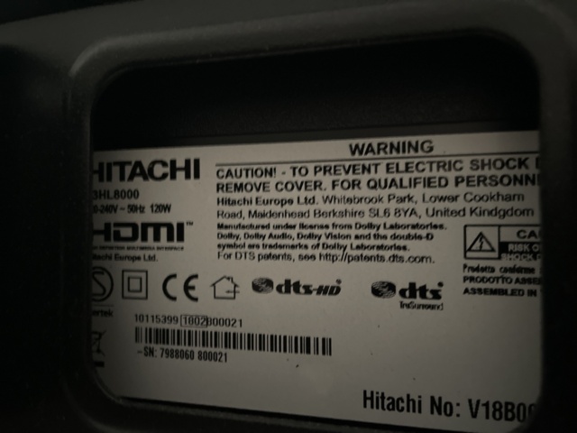 1057309-4 Hitachi 43” TV