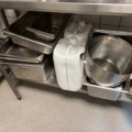 1057388-9 Various commercial kitchen utensils (trays, canteens, troughs, pans, etc.).