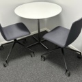 1071589-1 Pillar table and 2 conference chairs with wheels