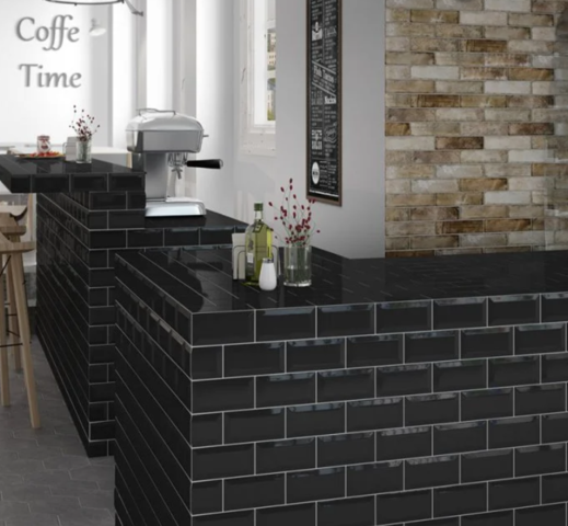 Tile Decus Rustic Negro Brillo 7.5x15, 35m2 - New - PS Auction - We ...
