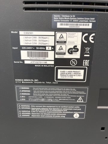 1078497-6 Printer/Scanner konica Minolta Bizhub C308