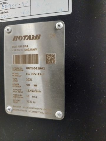 1110726-18 Complete compressor system Elgi with tank