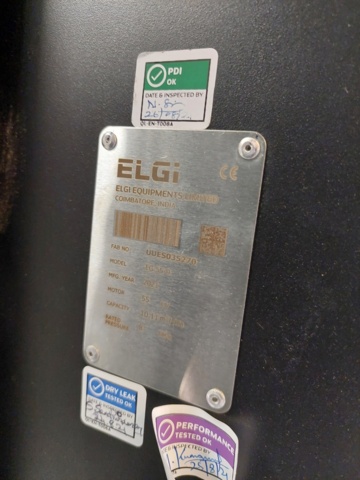 1110726-26 Complete compressor system Elgi with tank