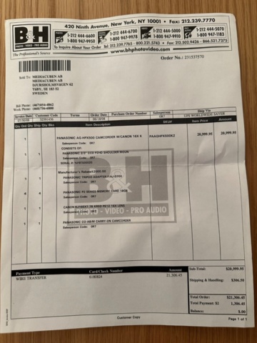 1071661-20 Film camera Panasonic AG-HPX500 Camcorder W/Canon 16X K with various accessories