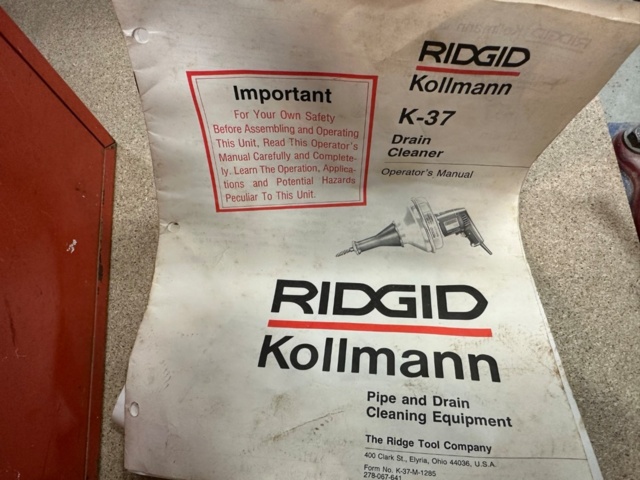 1071690-2 Drain cleaning machine Ridgid K-37