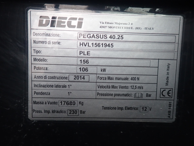 1111711-27 Telescopic loader Dieci Pegasus 40.25 -2014