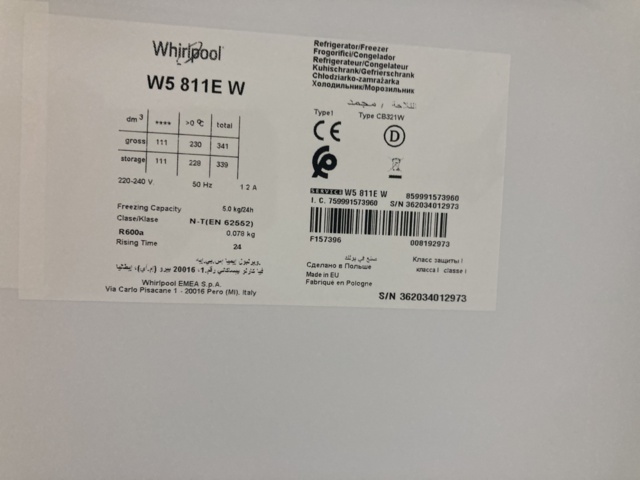 1101279-13 Kyl/Frys Whirlpool W5 811E W ( Transportskadat )