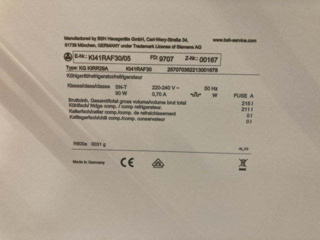 1101280-11 Integrated refrigerator Siemens KI41RAF30