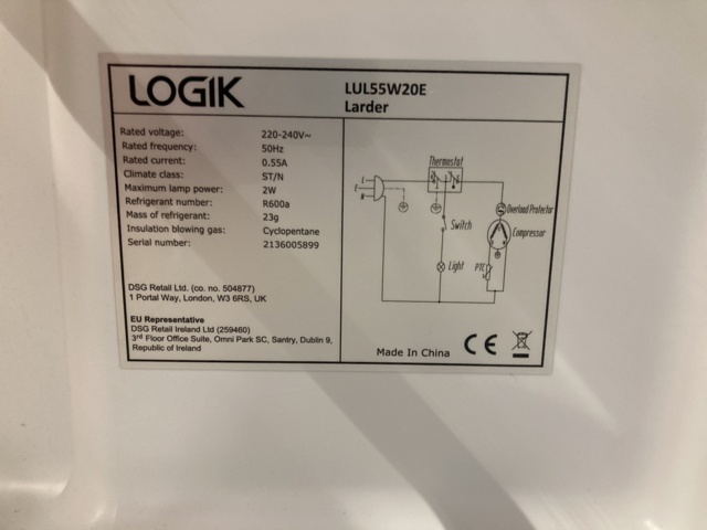 1101281-9 Kylskåp Logik LUL55W20E
