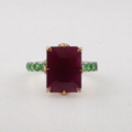1112014-4 Ring 14K Gold with Ruby and Tsavorite