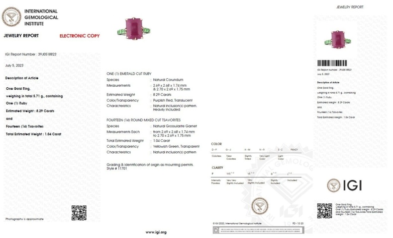 1112014-8 Ring 14K Gold with Ruby and Tsavorite